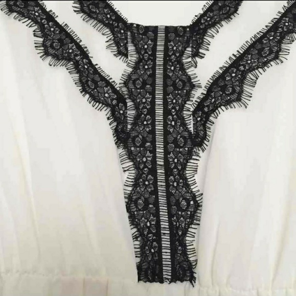 White Dress with Black Lace Detailing - Picture 2 of 4